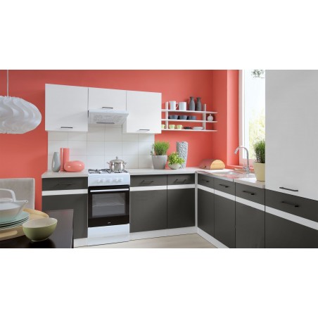 Beispiel L-Form Küche Junona in 3 Farbkombinationen 230 cm x 260 cm