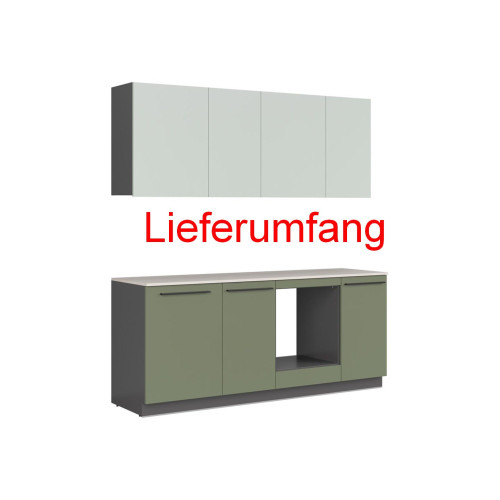 Küchenzeile Milino 210 cm grün Anthrazit