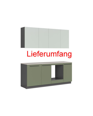 Küchenzeile Milino 210 cm grün Anthrazit