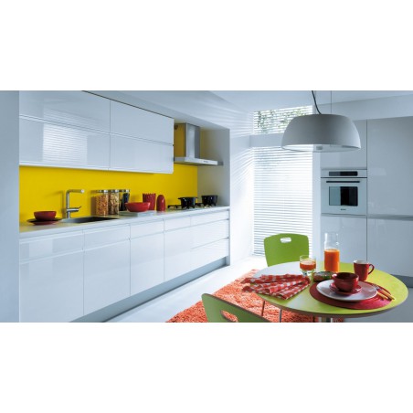 Küche 300 cm Weiss Glanz MDF Griffleiste erweiterbar