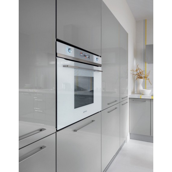 Küche 300 cm Grau Glanz MDF lackiert erweiterbar