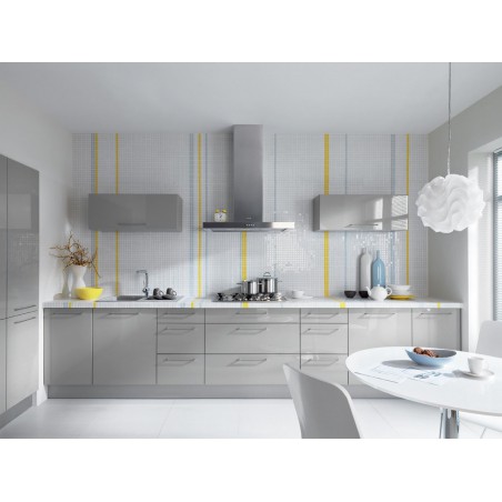 Küche 300 cm Grau Glanz MDF lackiert erweiterbar