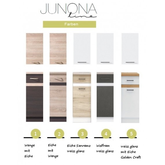 Beispiel L-Form Küche Junona in 4 Farbkombinationen 190 cm x 300 cm