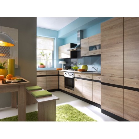 Beispiel L-Form Küche Junona in 3 Farbkombinationen 140 cm x 380 cm