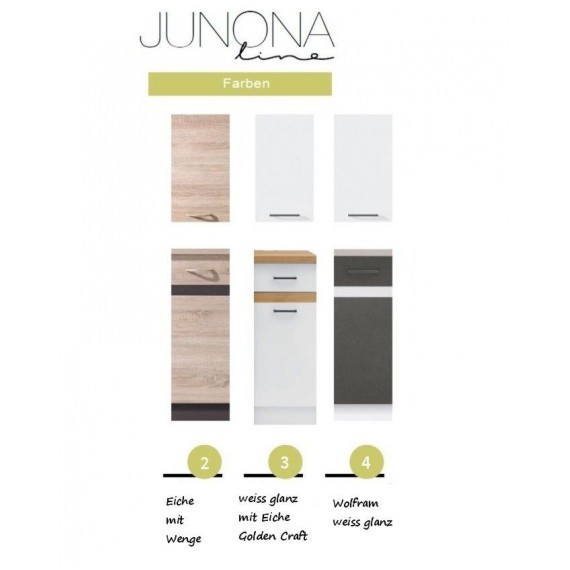 Beispiel L-Form Küche Junona in 3 Farbkombinationen 220x 220 cm